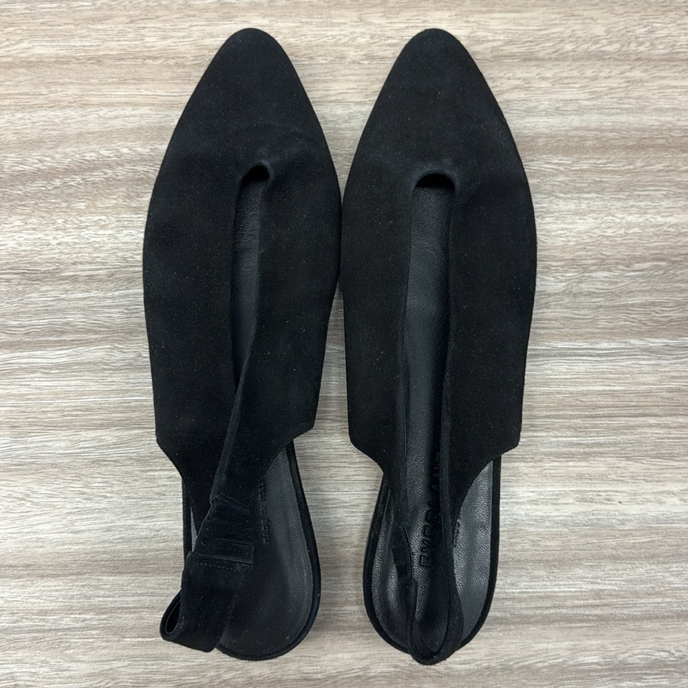 Everlane The V Slingback Black Suede Flats - Picture 2 of 4